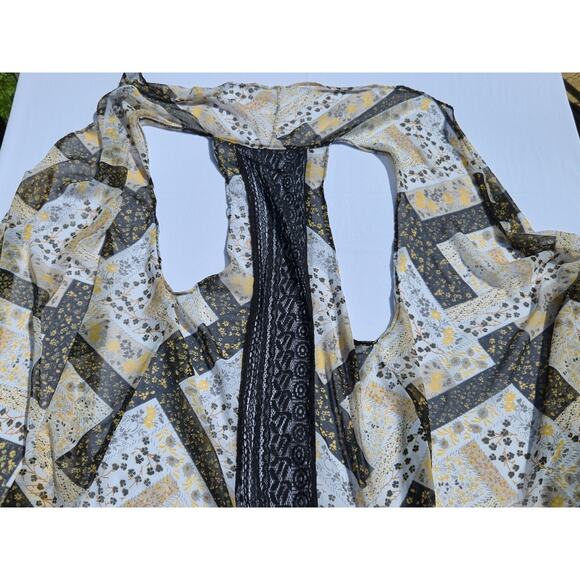 BCBGeneration Ruffle Chiffon Boho Floral Patchwork Vest Top High Low Sheer - Picture 9 of 12